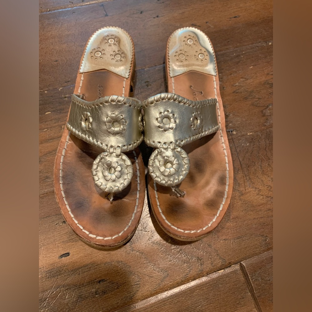 Jack Rogers Pewter Jacks Flat Sandals 8
